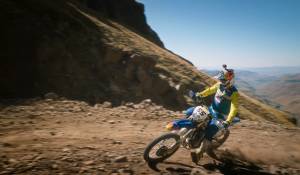 Wade Young, enduro vs Dakar car @ Sani Pass. - Red Bull Motorsports/YouTube